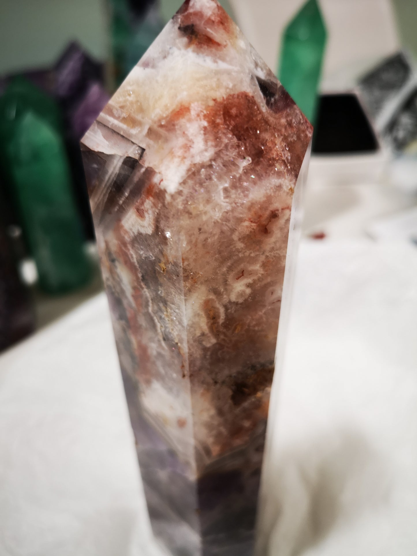Earthstore® DREAMY AMETHYST OBELISK - BRAZIL - SMOKY CLEAR QUARTZ 0.97kg - 230X58X42