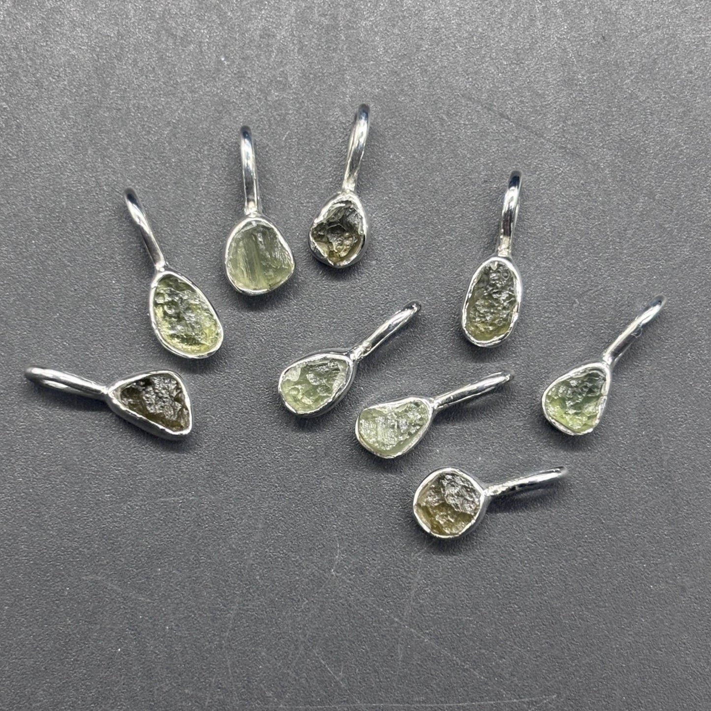 Genuine Raw Moldavite crystal set in 925 solid Sterling Silver Pendant