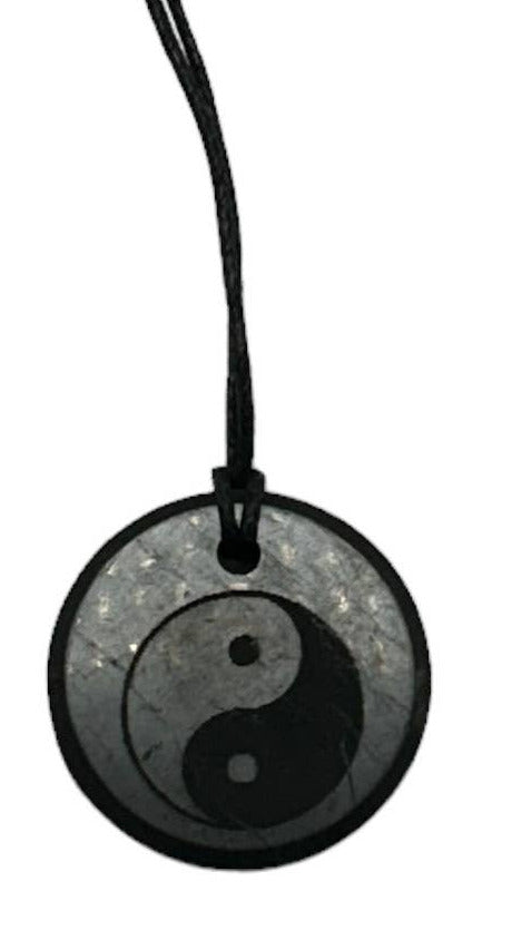 Shungite Pendant Necklace Engraved Yin Yang