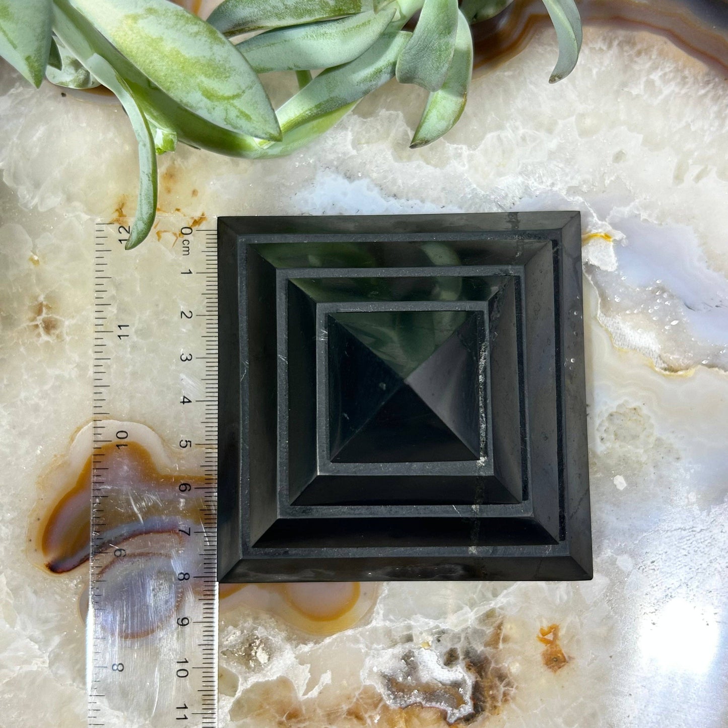 Shungite Saqqara Pyramid 60-80mm | EMF Protection & Sacred Geometry Crystal