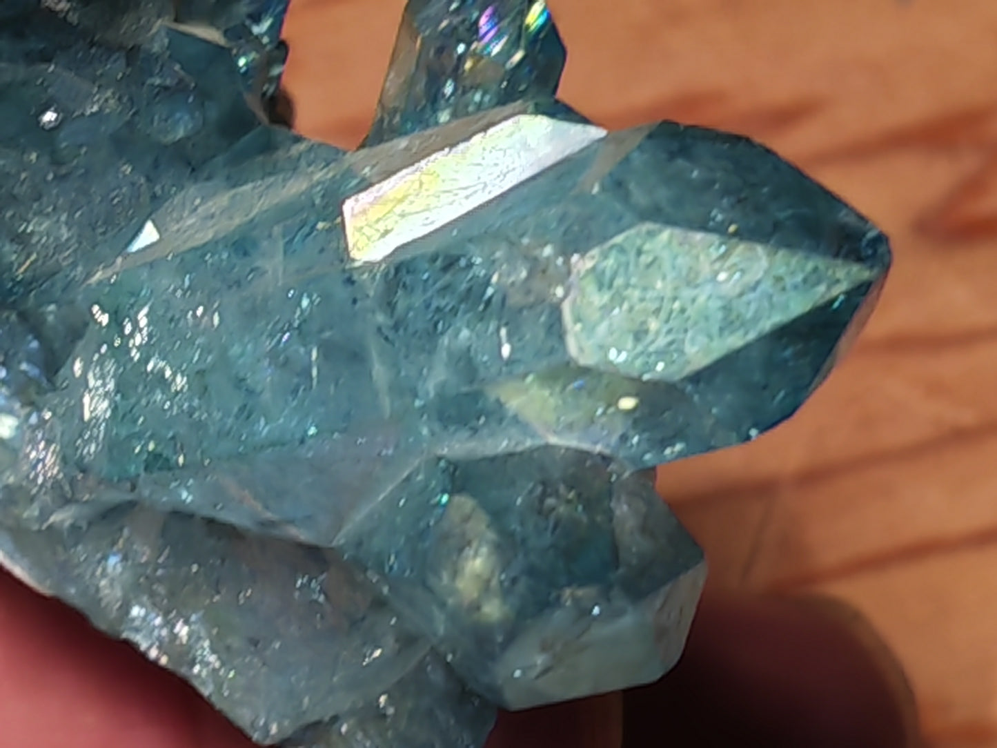 Aqua Aura Blue Quartz Cluster with Gold Fusion | Statement Crystal Gift Item #4
