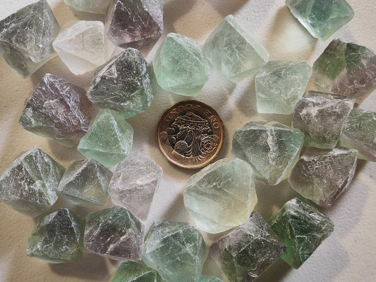Rainbow Fluorite Octahedron - Natural Raw - Grade A
