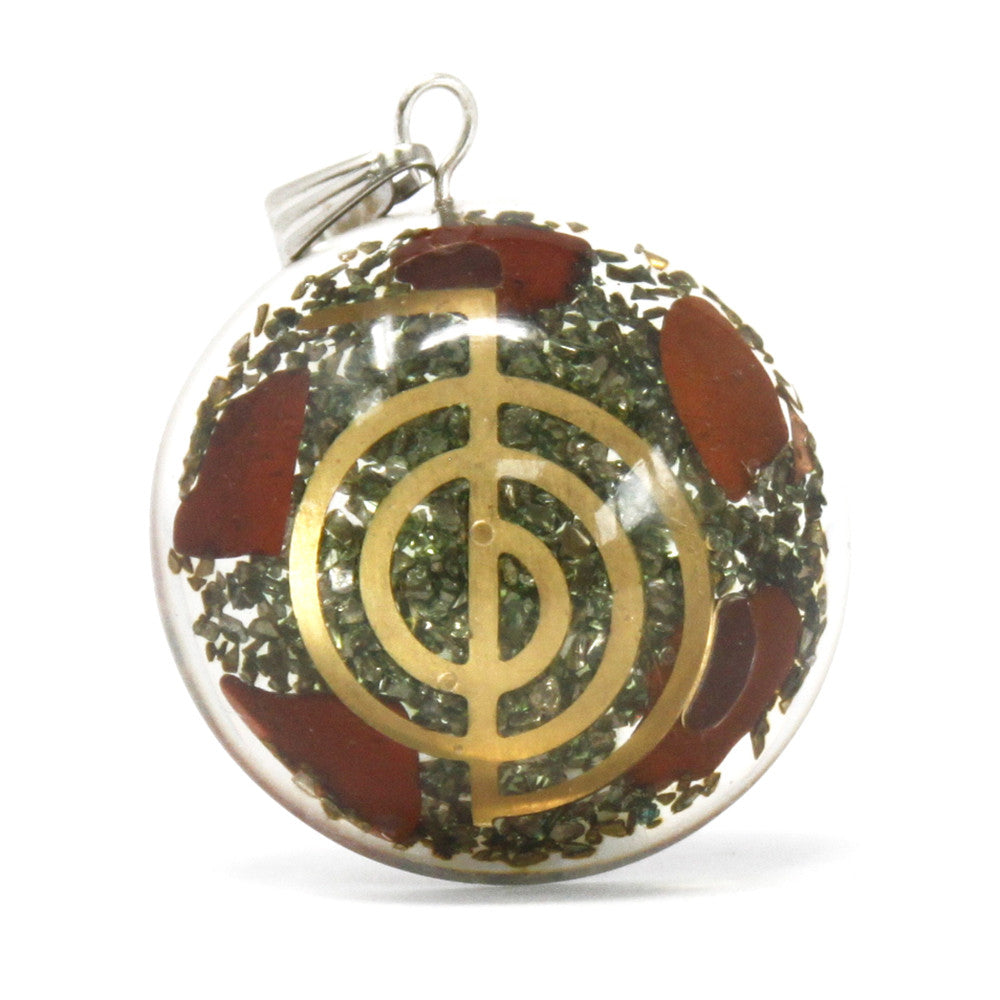 Earthstore® Orgonite Power Pendant - Symbolic Power Dome w/faux leather/925 silver chain