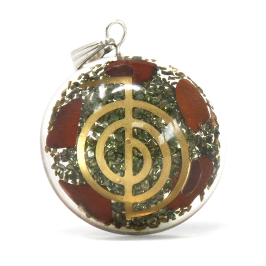 Earthstore® Orgonite Power Pendant - Symbolic Power Dome w/faux leather/925 silver chain