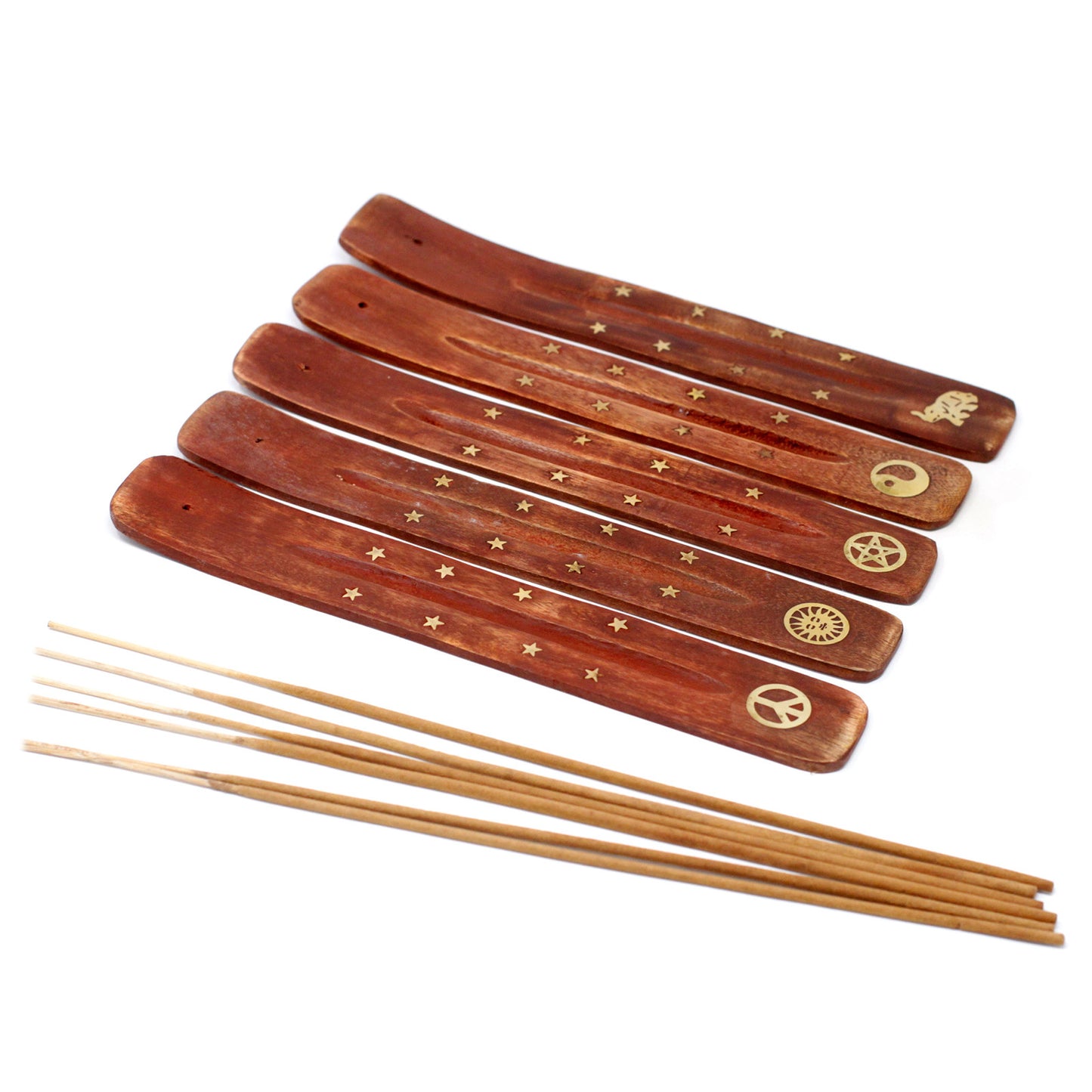 Earthstore® Brass Inlaid Incense Ashcatcher - Mango Wood
