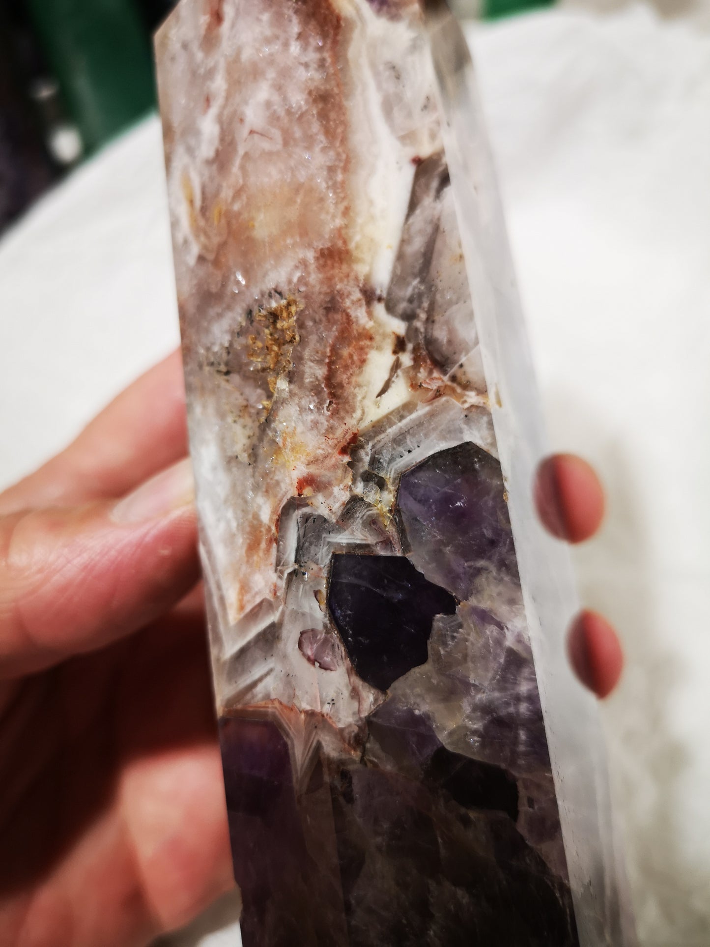 Earthstore® DREAMY AMETHYST OBELISK - BRAZIL - SMOKY CLEAR QUARTZ 0.97kg - 230X58X42
