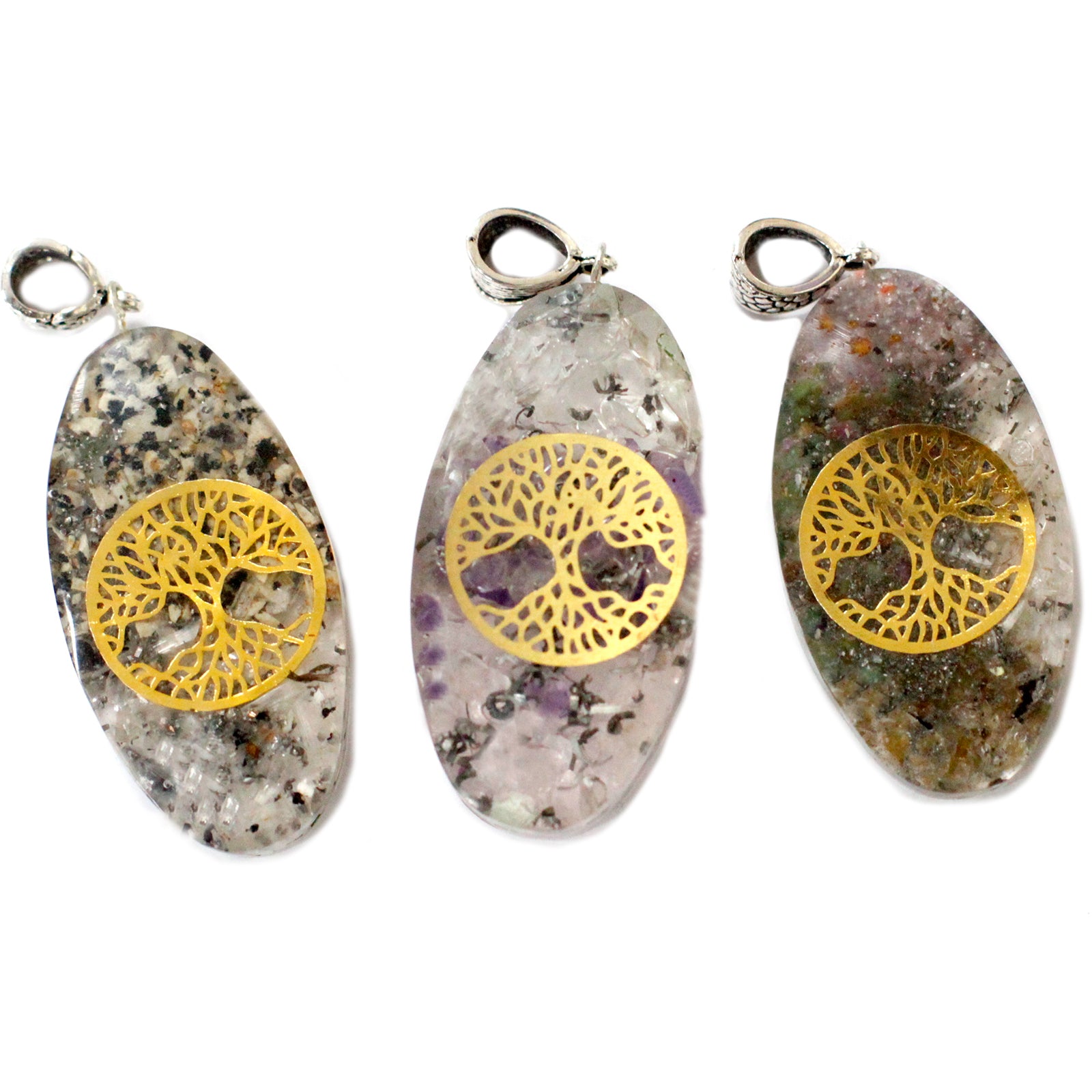 Earthstore® Orgonite Power Pendant - 7 Stone Chakra Oval with Tree