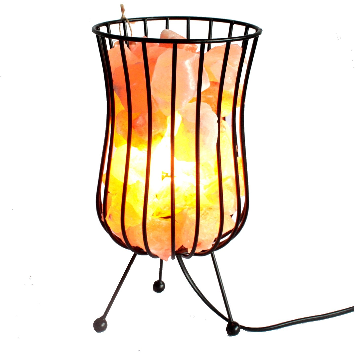 Earthstore® DEMO UNIT - Tall Salt Rock Brazier, PINK & WHITE Salt Chunks, Cable & Bulb
