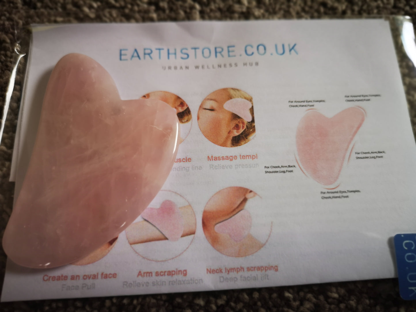 Earthstore® ROSE QUARTZ Crystal Gua Sha (guasha) Board Scraper