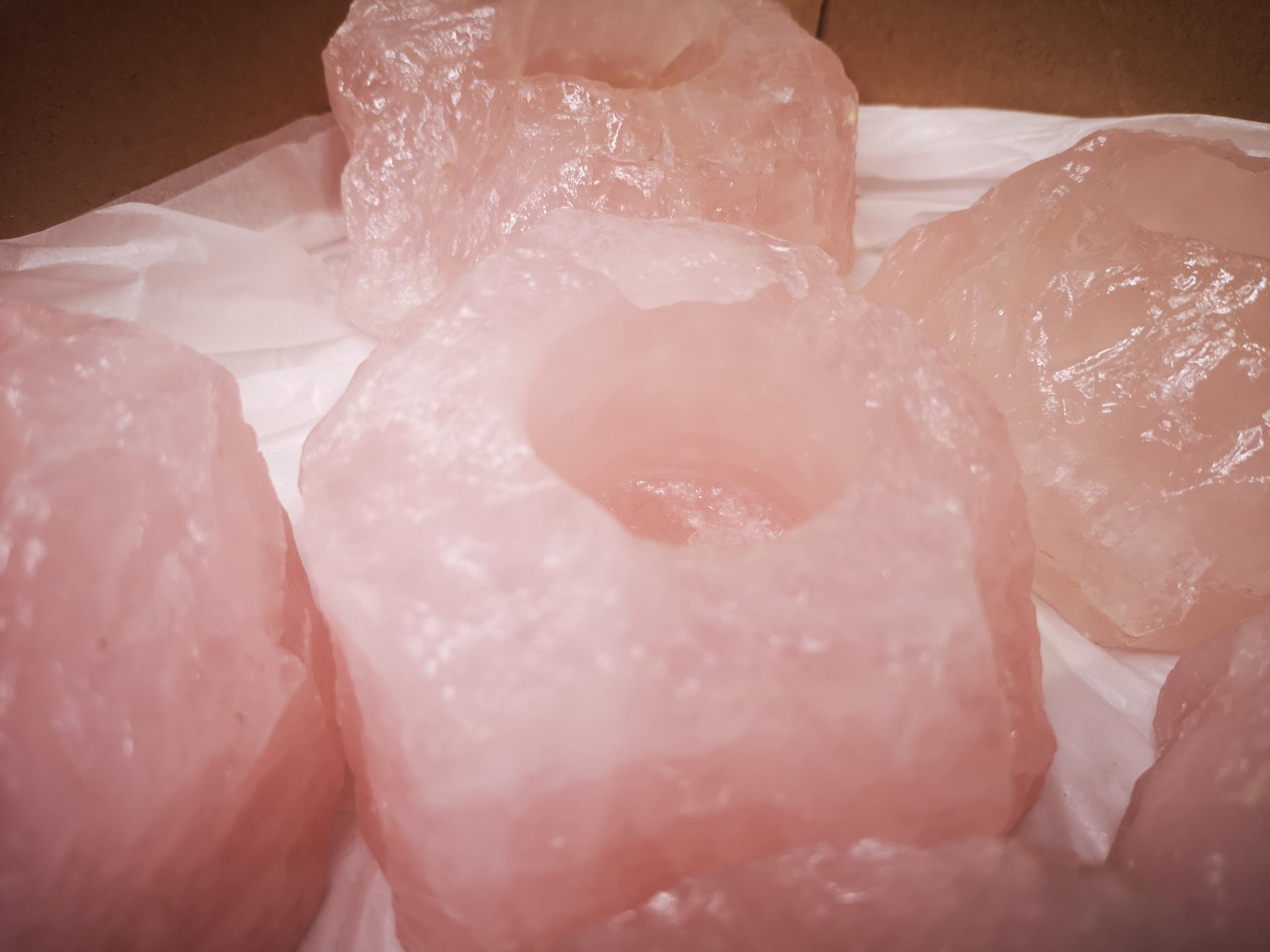 Earthstore® Rose Quartz, deep pink colour, X LARGE T-Light candle holders 'Grade A'