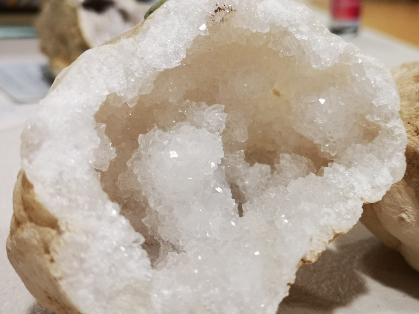 Earthstore® Whole Split GEODES aka Snowballs - Selenite, Calcite, Qaurtz inside. STU