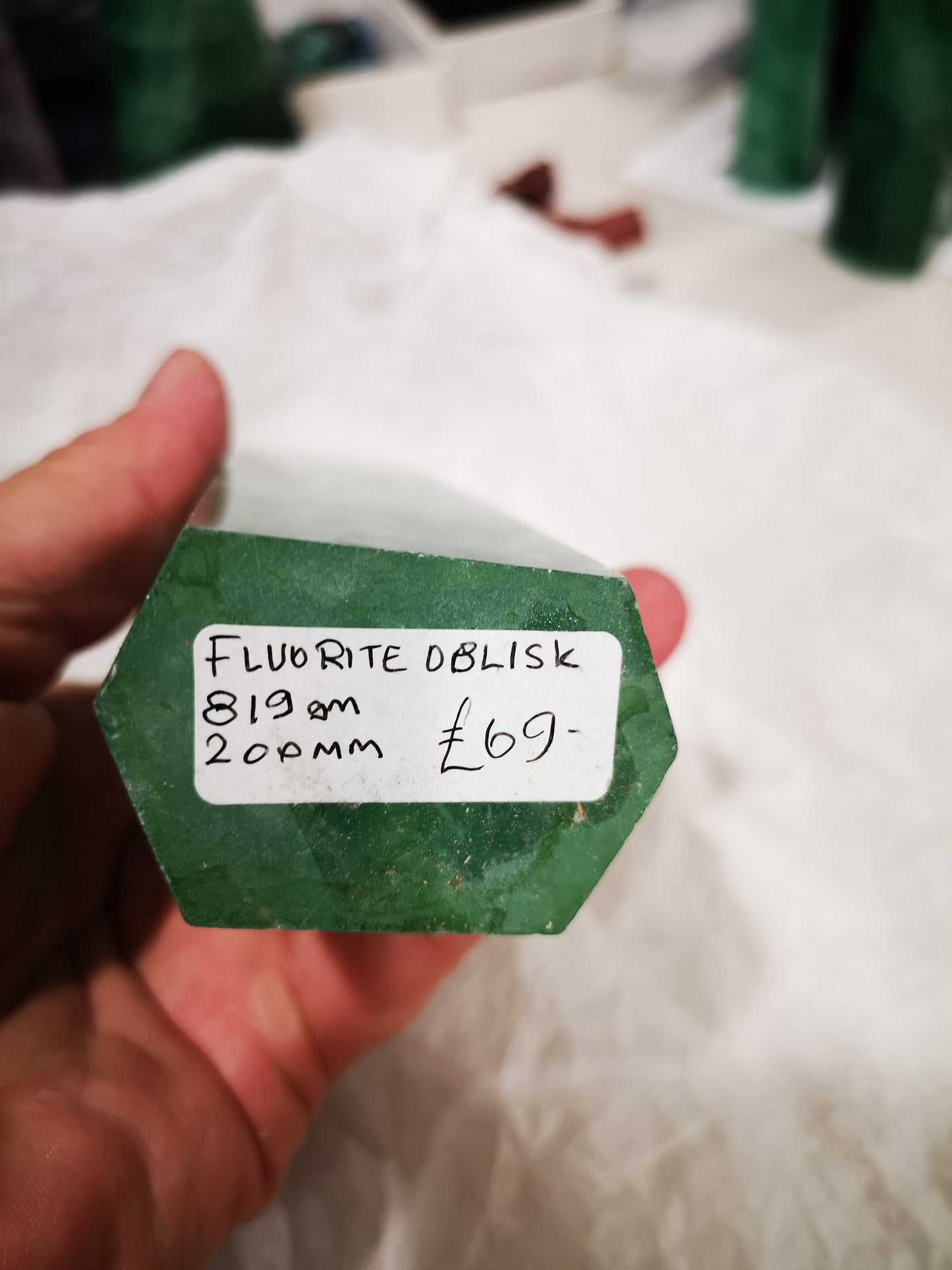 Earthstore® Green Fluorite Obelisk 0.82kg - Mexico. Stunning display (H200mm )