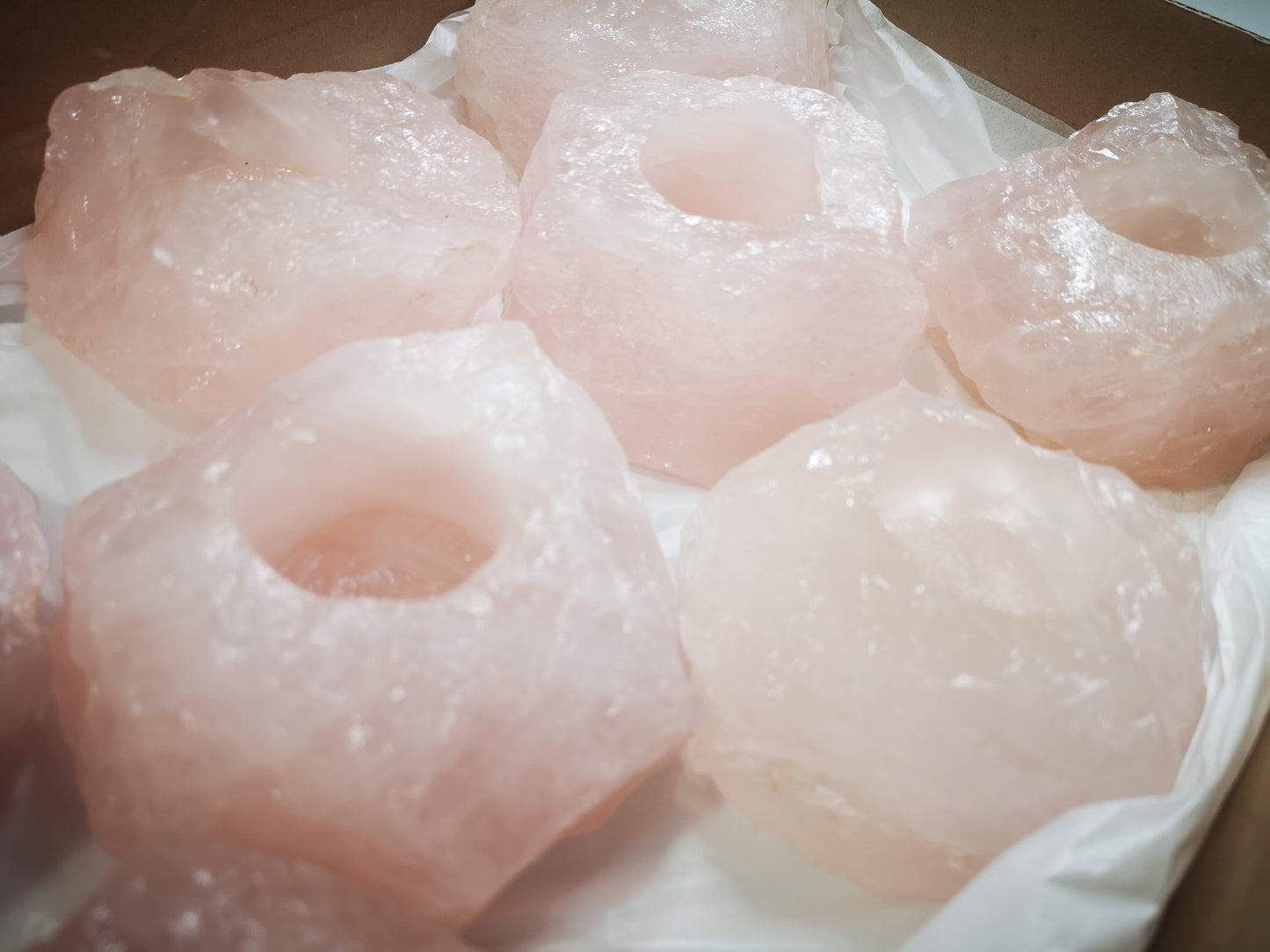 Earthstore® Rose Quartz, deep pink colour, X LARGE T-Light candle holders 'Grade A'