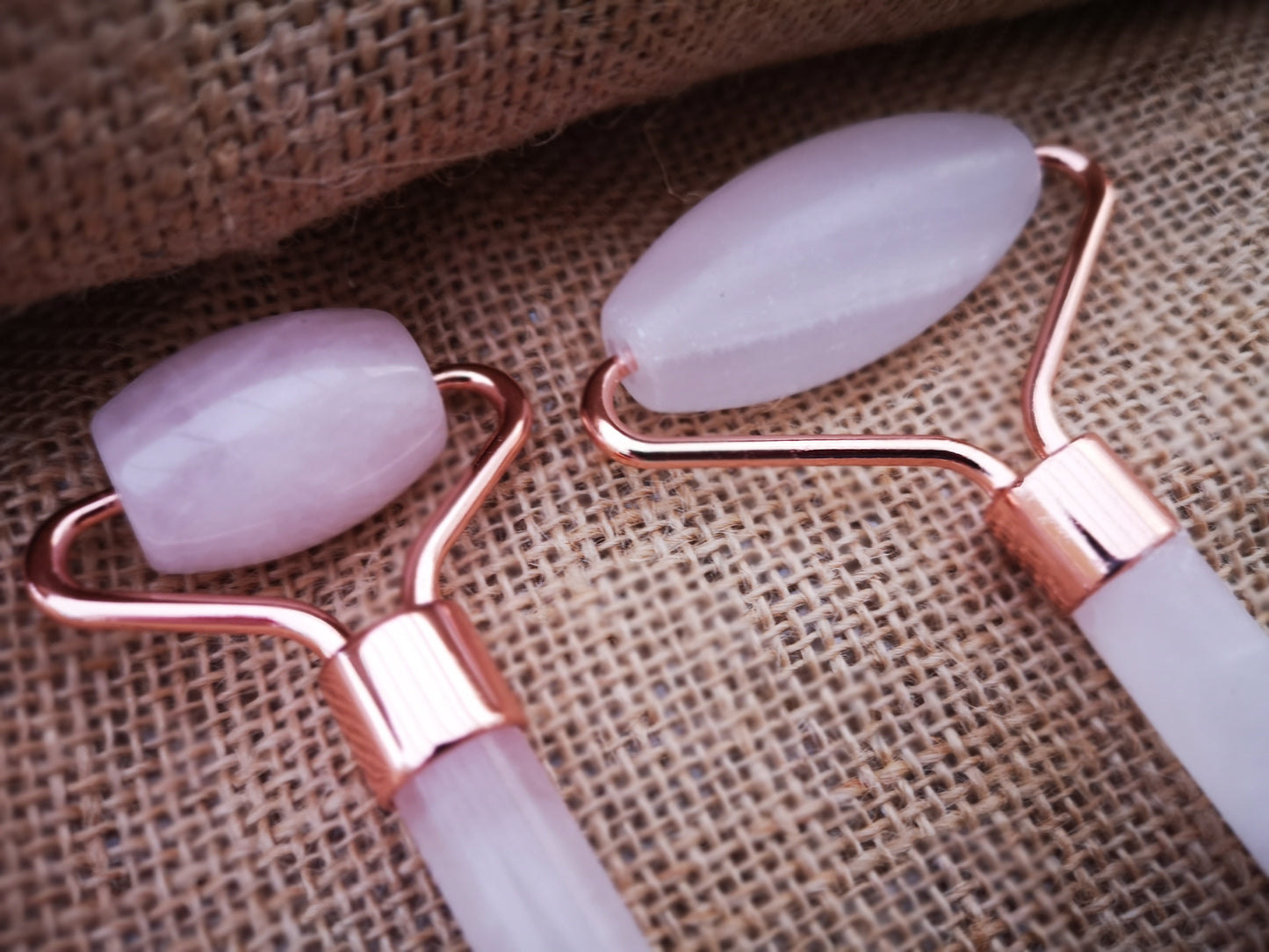 Earthstore® Rose Quartz Facial Skin Roller with ROSE GOLD finish