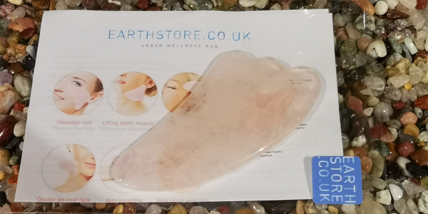 Earthstore® ROSE QUARTZ Crystal Gua Sha (guasha) Board Scraper