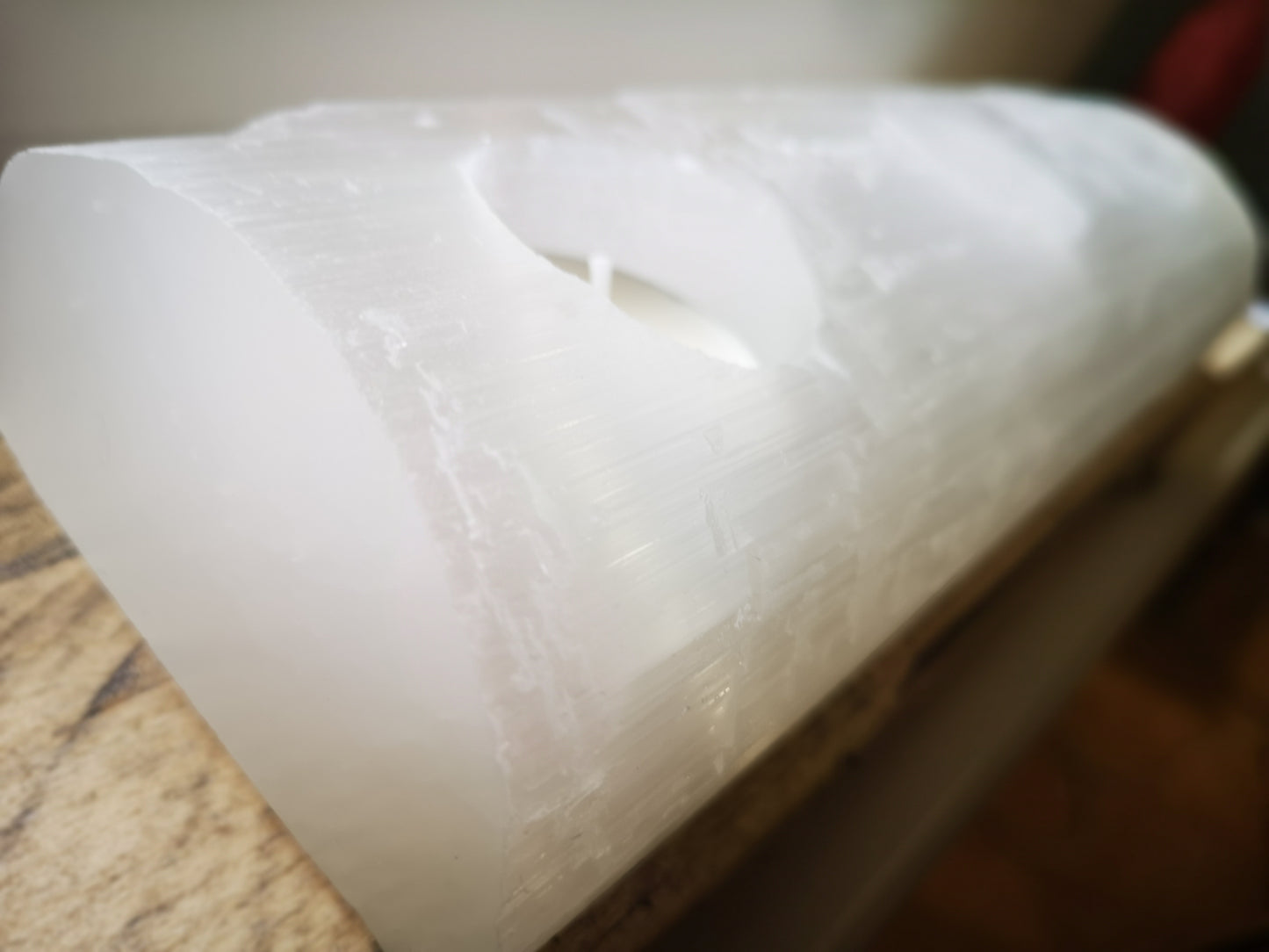 Earthstore® MASSIVE Selenite T-Light 3 HOLE Candle Holder Log 300 X 50 X 90mm 4.2kG