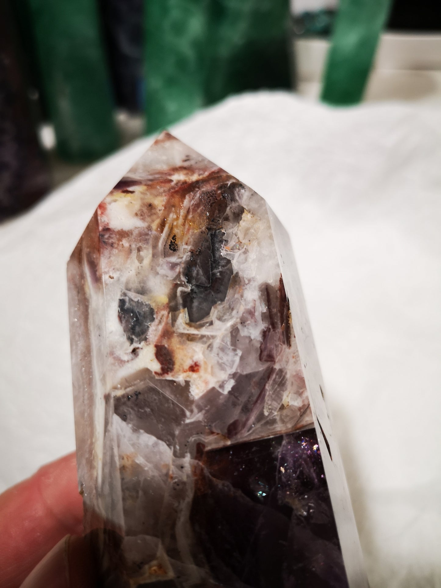 Earthstore® DREAMY AMETHYST OBELISK - BRAZIL - SMOKY CLEAR QUARTZ 0.97kg - 230X58X42