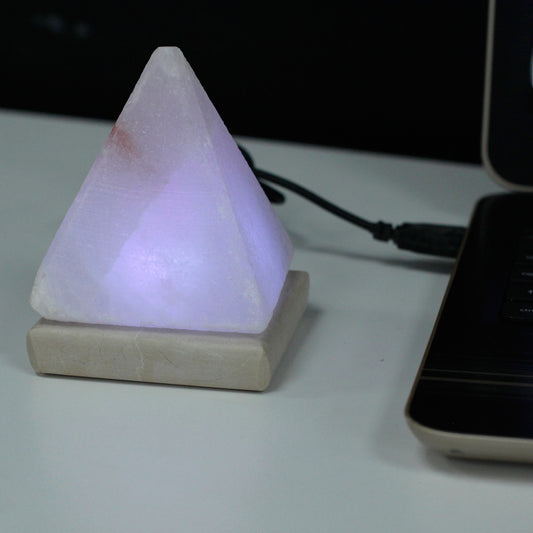 Earthstore® Quality USB Pyramid WHITE Salt Lamp - 9 cm (multicoloured)
