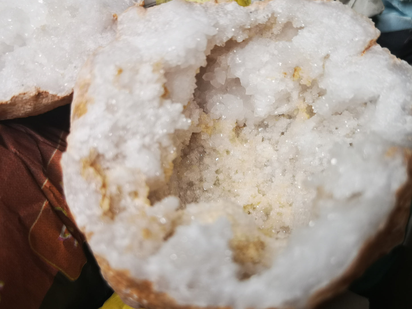 Earthstore® NEW Split GEODES aka Snowballs - Selenite, Calcite, Quartz inside.