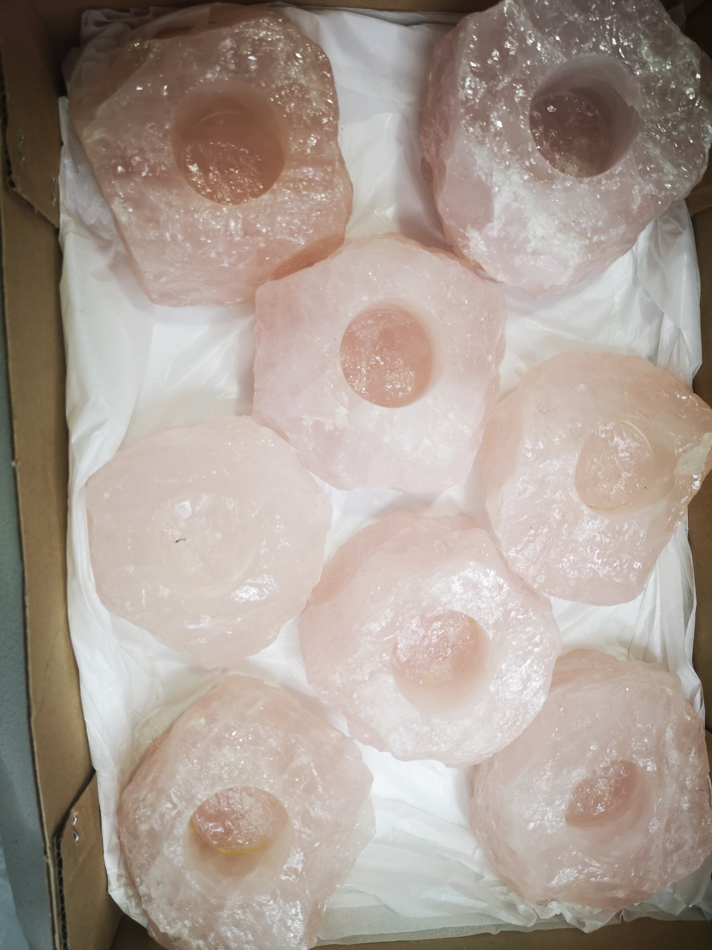 Earthstore® Rose Quartz, deep pink colour, X LARGE T-Light candle holders 'Grade A'