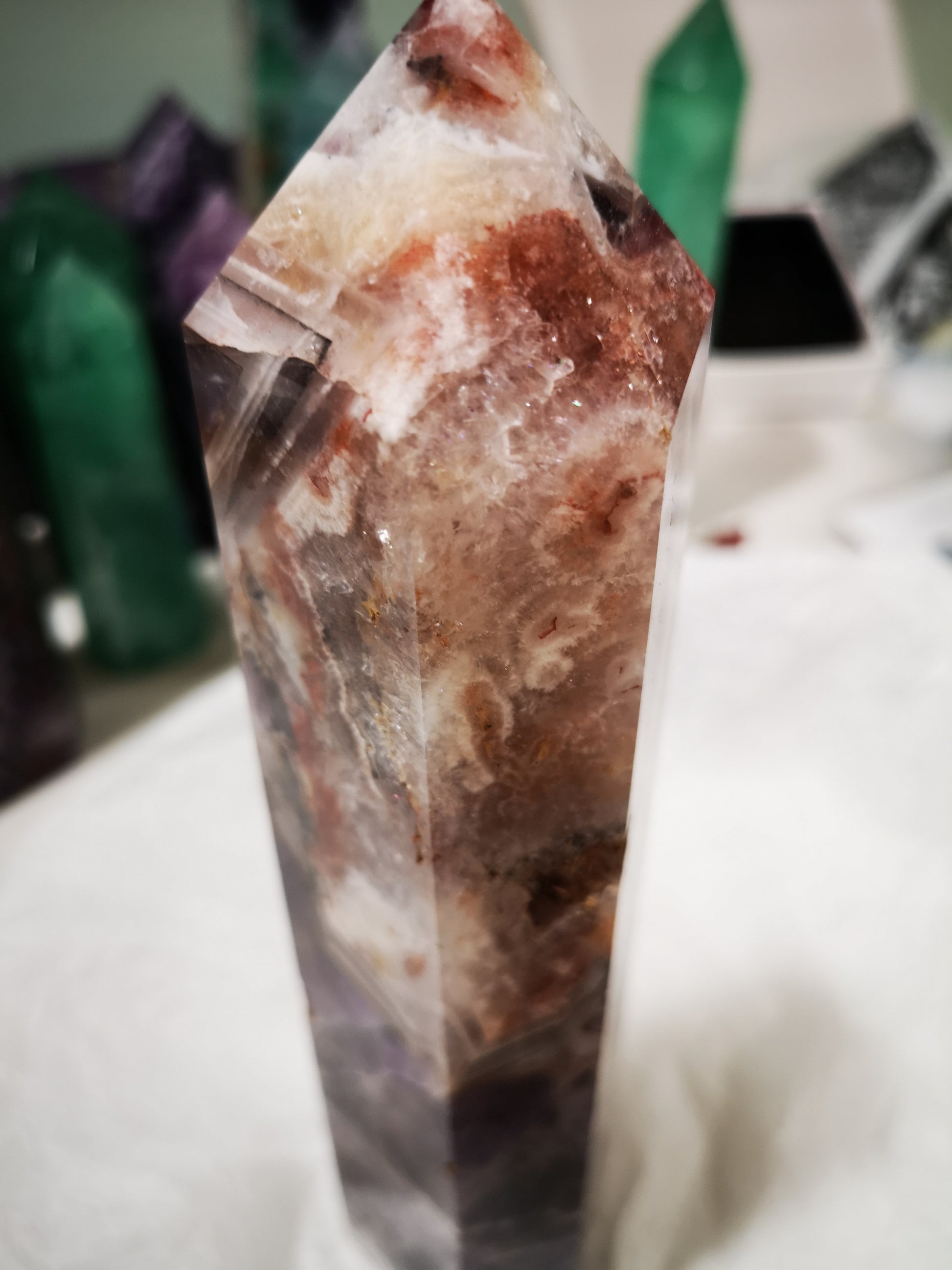 Earthstore® DREAMY AMETHYST OBELISK - BRAZIL - SMOKY CLEAR QUARTZ 0.97kg - 230X58X42