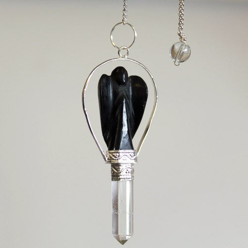 Earthstore® Angel Pendulum with Ring- Black Agate