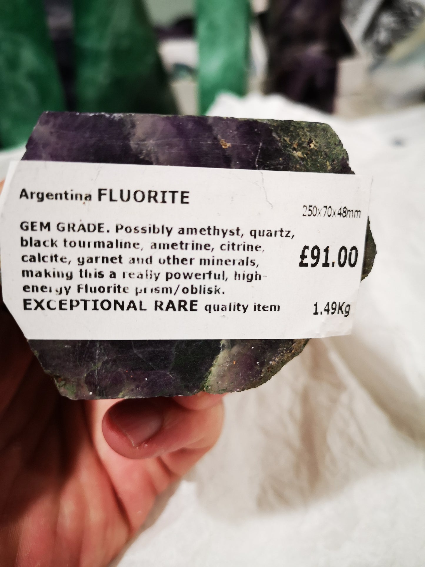 Earthstore® GEM GRADED Fluorite Obelisk - Mexico. Stunning display (1.4kg - 250X70X48mm)