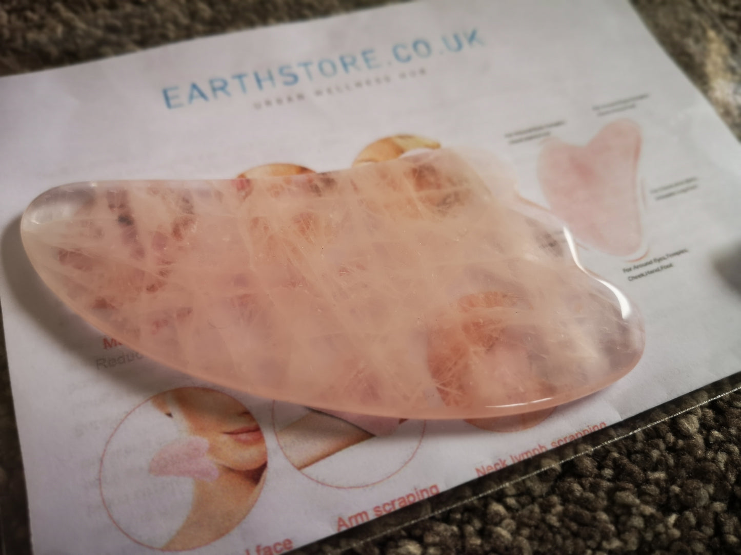 Earthstore® ROSE QUARTZ Crystal Gua Sha (guasha) Board Scraper