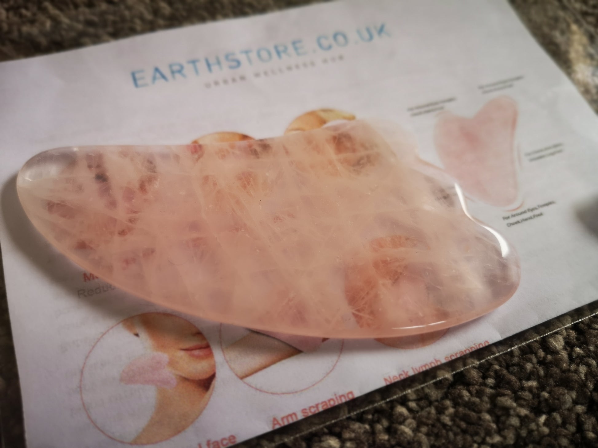 Earthstore® ROSE QUARTZ Crystal Gua Sha (guasha) Board Scraper