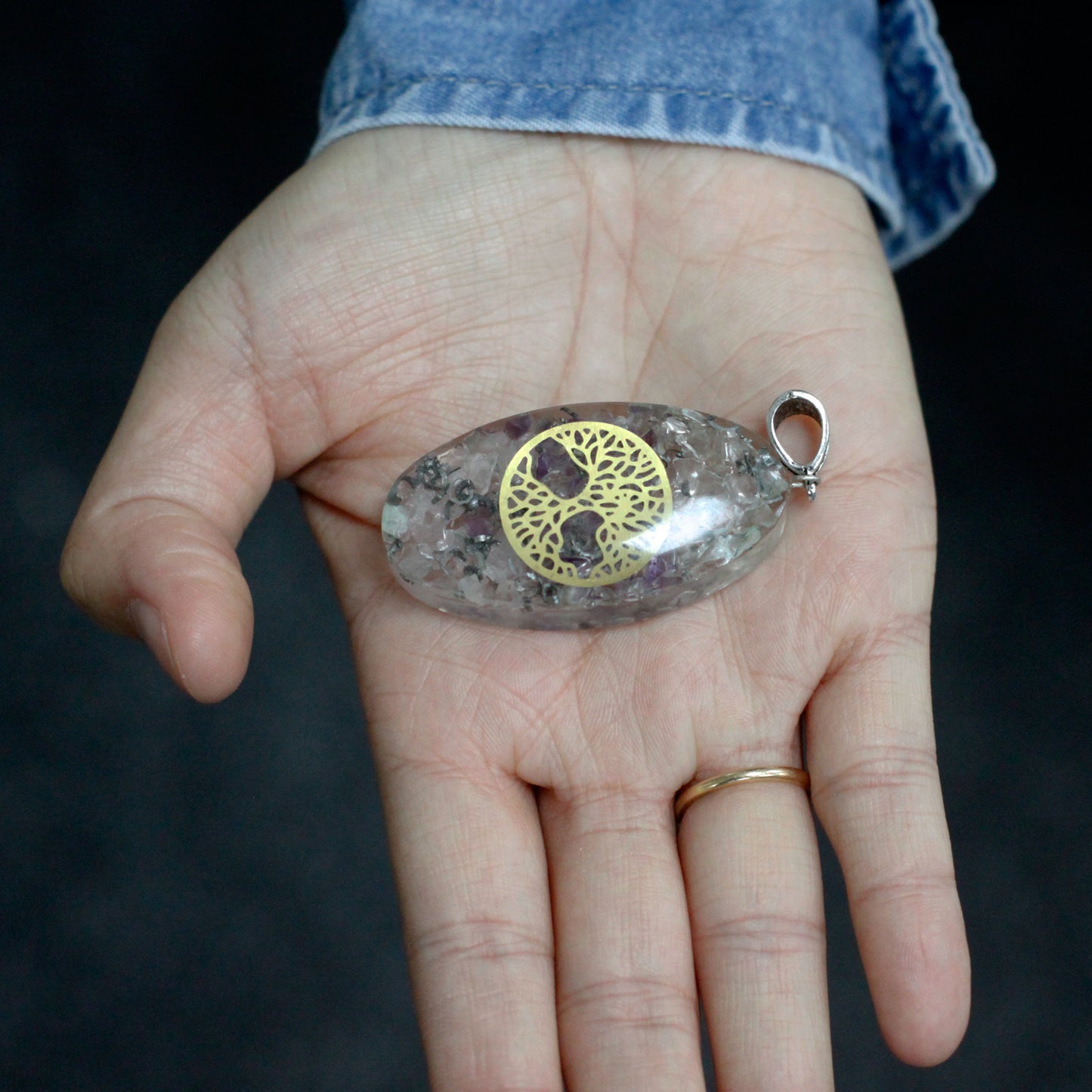 Earthstore® Orgonite Power Pendant - 7 Stone Chakra Oval with Tree