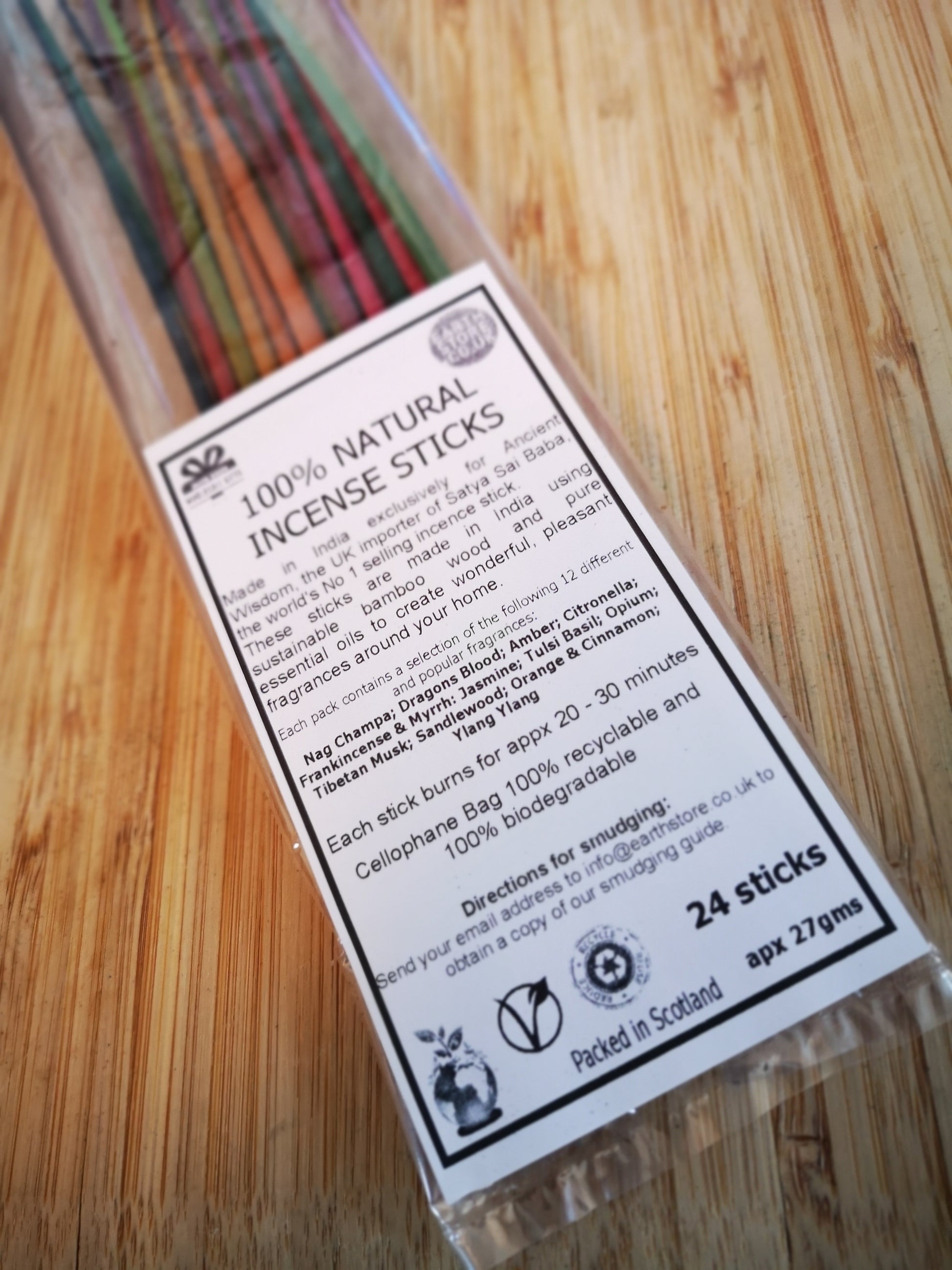 Earthstore® Bulk Pack Incense Sticks, 12 mixed fragrances + mango wood ash catcher
