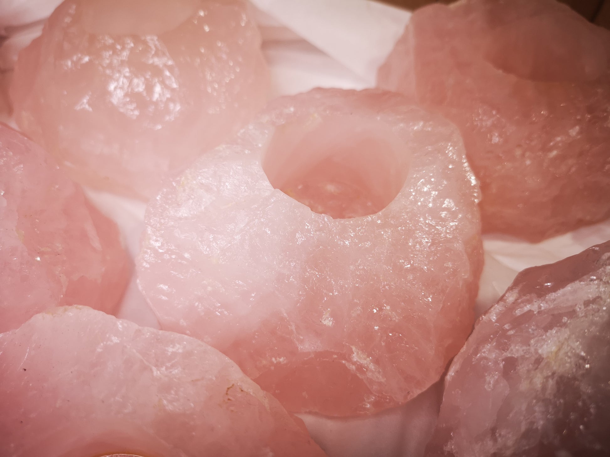 Earthstore® Rose Quartz, deep pink colour, X LARGE T-Light candle holders 'Grade A'