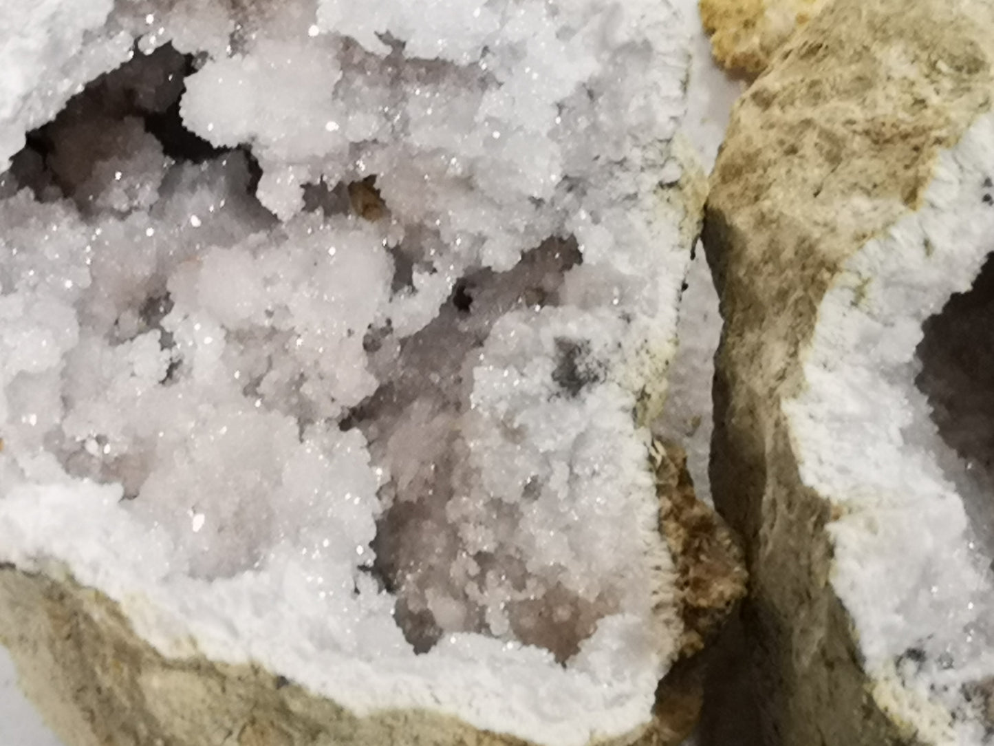 Earthstore® Whole Split GEODES aka Snowballs - Selenite, Calcite, Qaurtz inside. STU