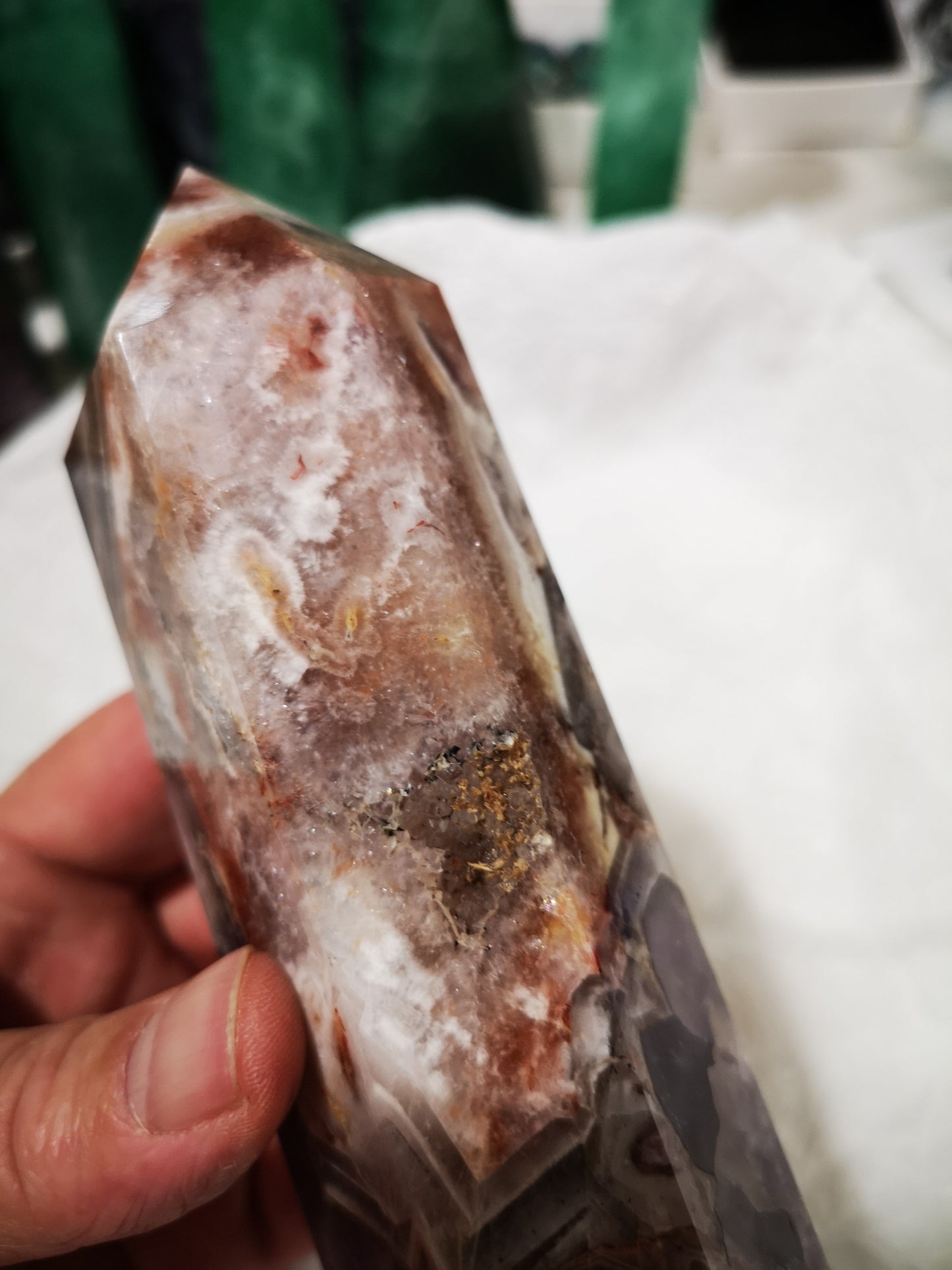 Earthstore® DREAMY AMETHYST OBELISK - BRAZIL - SMOKY CLEAR QUARTZ 0.97kg - 230X58X42