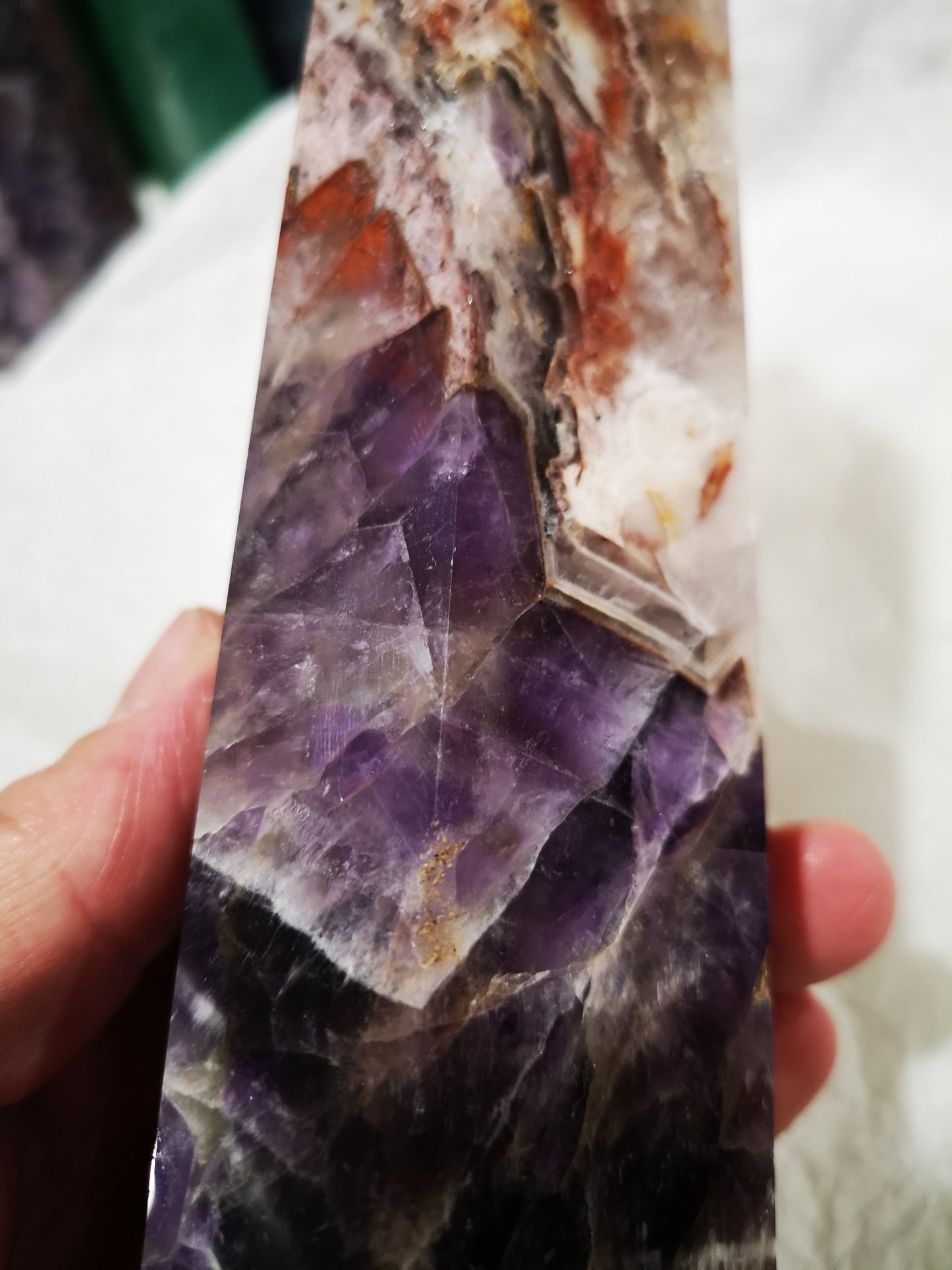 Earthstore® DREAMY AMETHYST OBELISK - BRAZIL - SMOKY CLEAR QUARTZ 0.97kg - 230X58X42