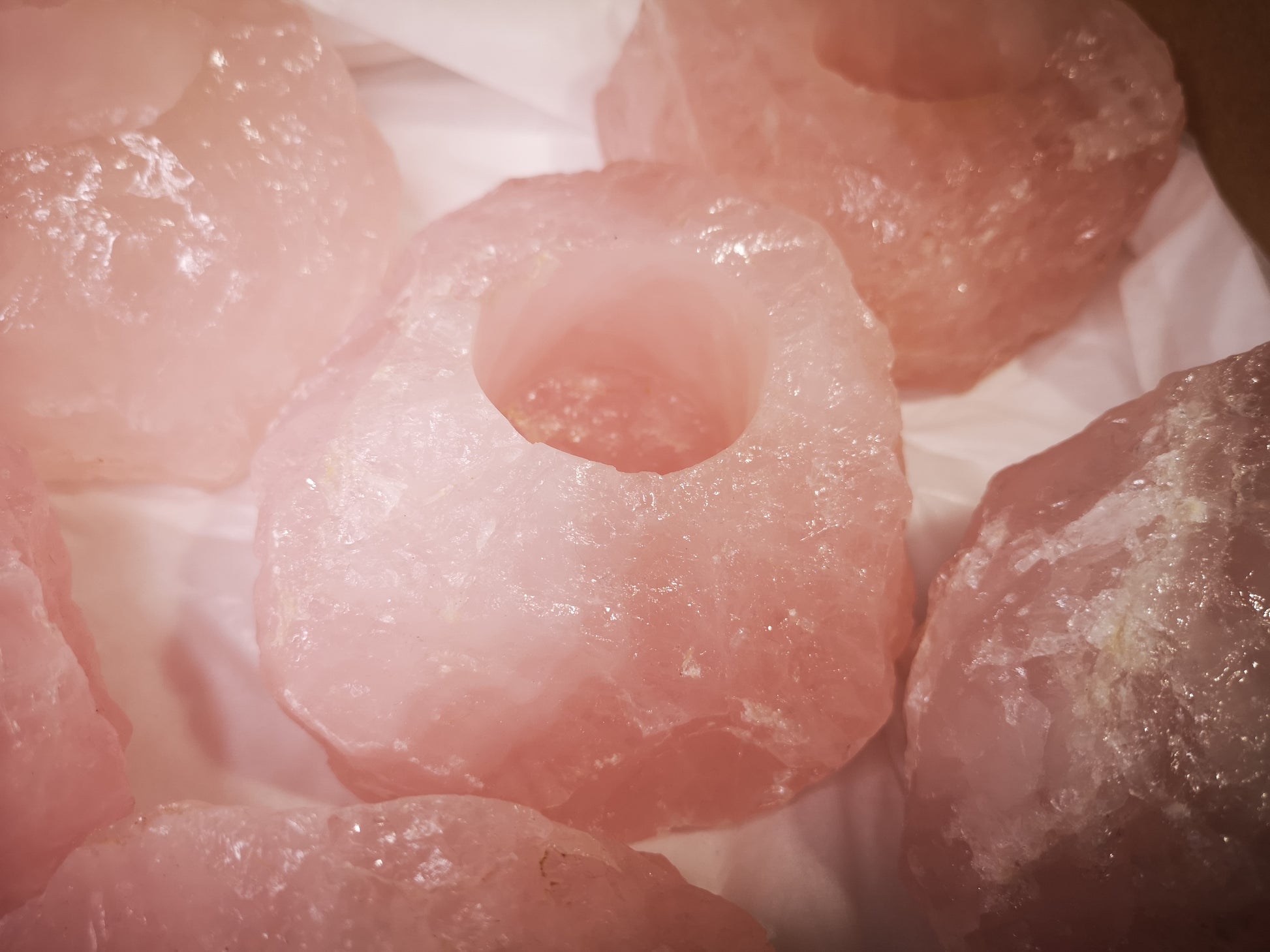 Earthstore® Rose Quartz, deep pink colour, X LARGE T-Light candle holders 'Grade A'