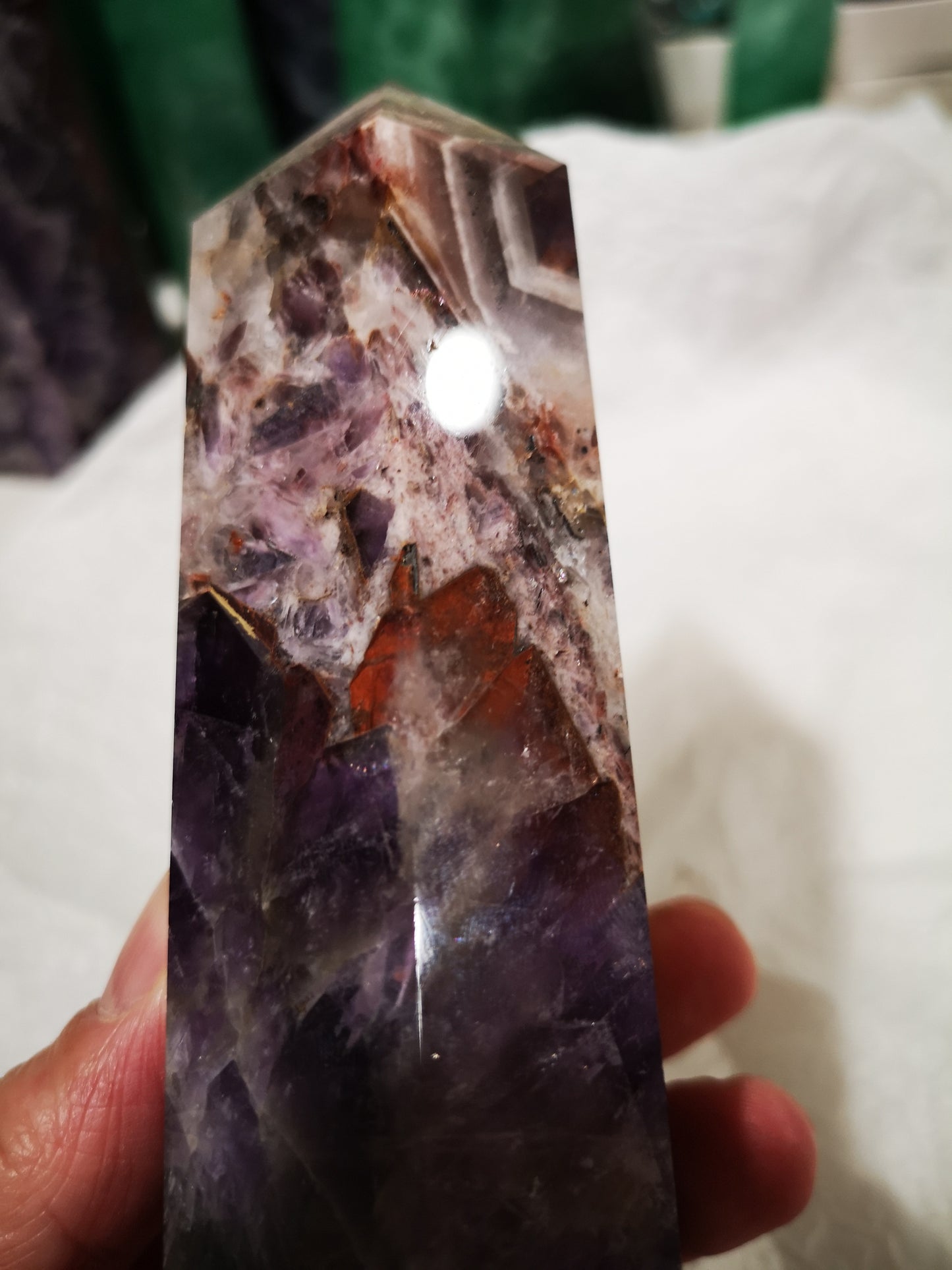 Earthstore® DREAMY AMETHYST OBELISK - BRAZIL - SMOKY CLEAR QUARTZ 0.97kg - 230X58X42