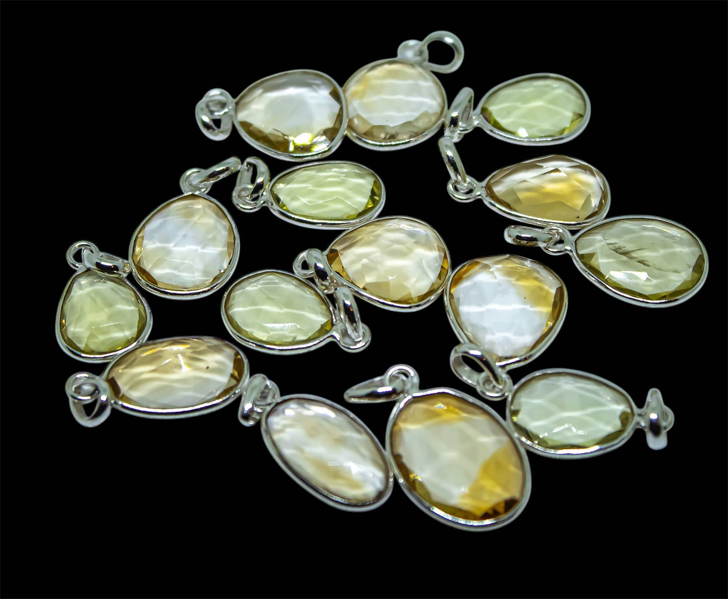 Citrine Faceted Gemstone 925 Sterling Silver Pendant Necklaces