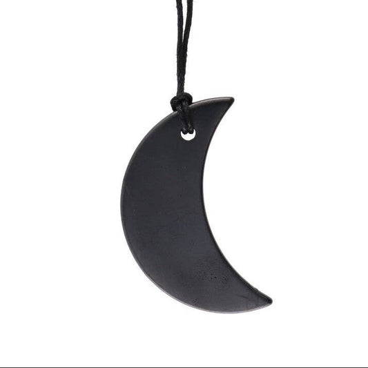 Shungite Pendant & Necklace – Crescent Moon: Protection, Grounding & Everyday Energy