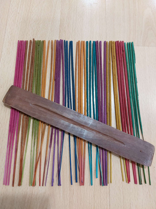 Earthstore® Bulk Pack Incense Sticks, 12 mixed fragrances + mango wood ash catcher