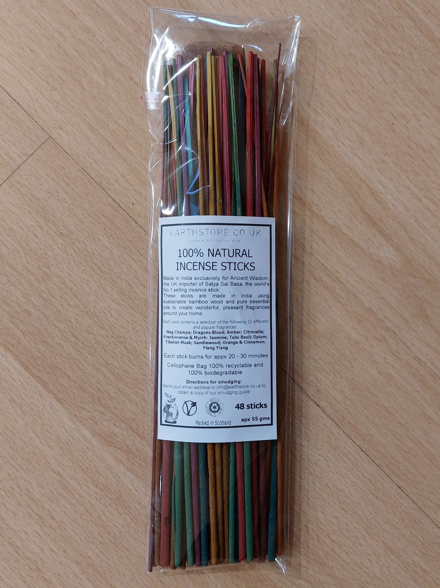Earthstore® Bulk Pack Incense Sticks, 12 mixed fragrances + mango wood ash catcher