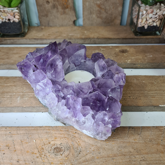 Earthstore® Amethyst T-Light candle holders 'AA GRADE' Brazil, STUNNING