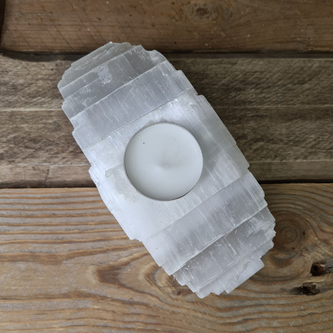 Earthstore® Selenite T-Light Candle Holder Log 150 X 45 X 70mm