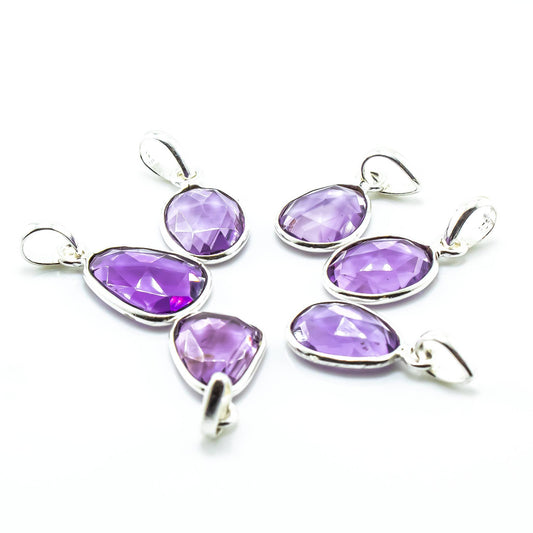 Amethyst Faceted Gemstone 925 Sterling Silver Pendant Necklaces