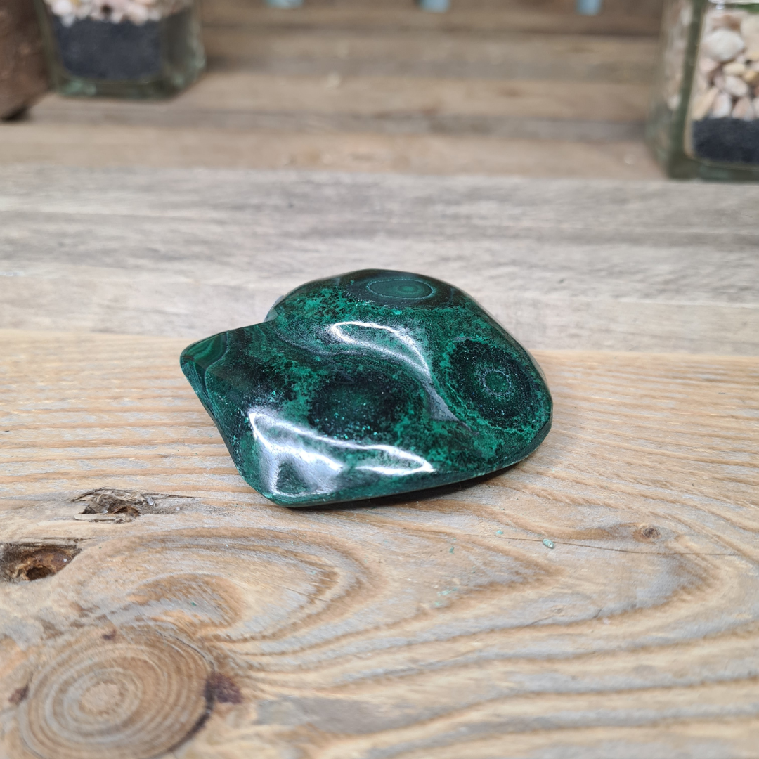 Earthstore® Malachite display: heart chakra; protection; calming; peace; manifesting