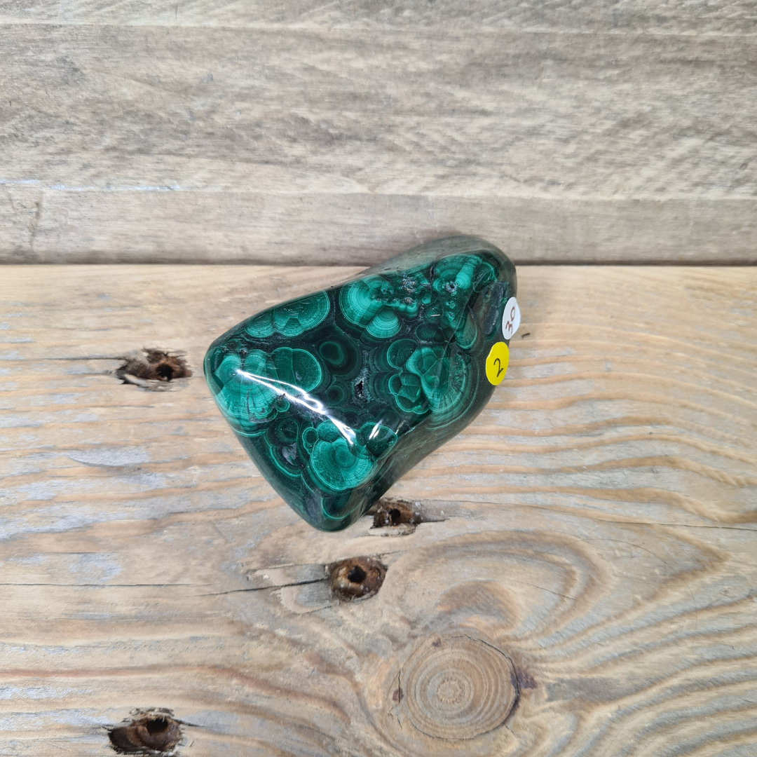 Earthstore® Malachite display: heart chakra; protection; calming; peace; manifesting