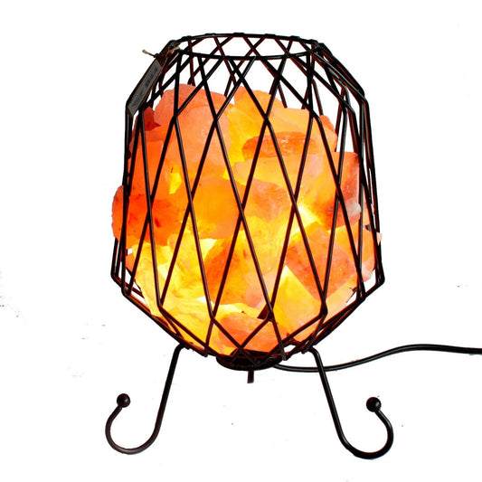 Earthstore® Mesh Salt Rock Brazier, PINK Salt Chunks, Cable & Bulb