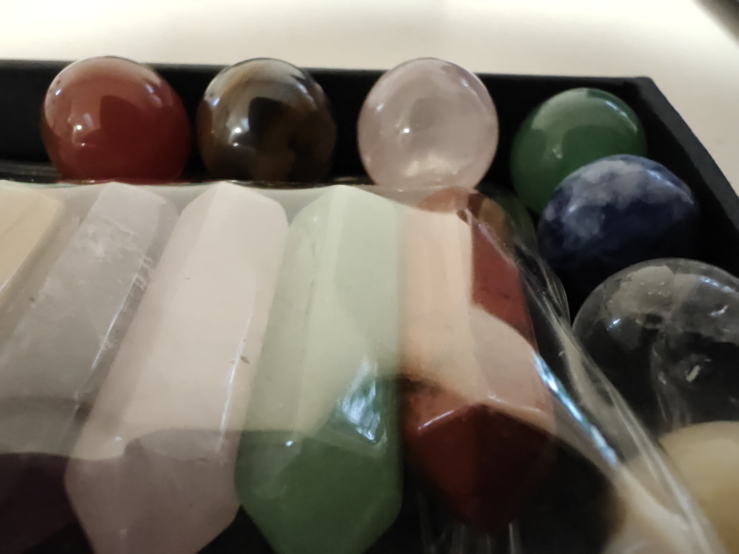 7 Chakra Colour Tumblestone and Double Terminated Points. 3 different sets