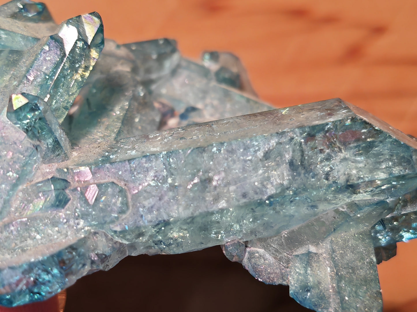 Aqua Aura Blue Quartz Cluster with Gold Fusion | Statement Crystal Gift Item #3