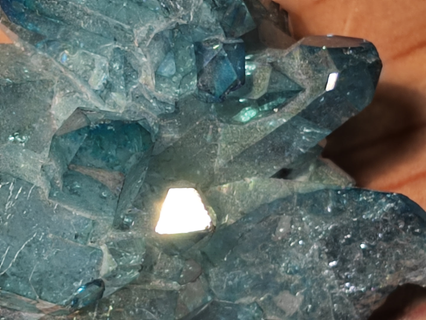 Aqua Aura Blue Quartz Cluster with Gold Fusion | Statement Crystal Gift Item #4